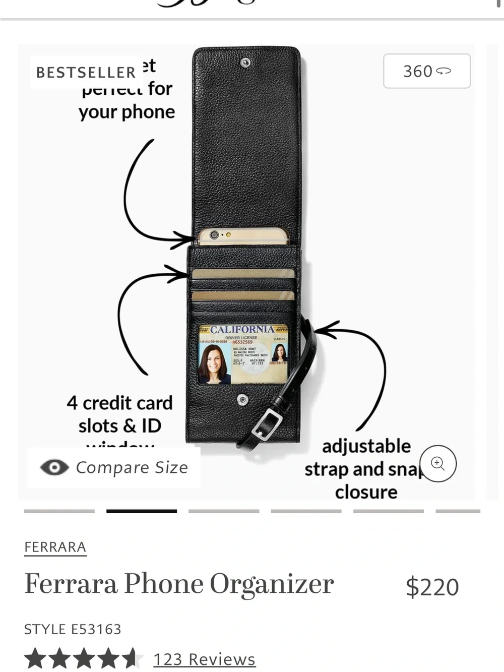 Brighton Cream Pebble Leather Crossbody Phone Bag with Medallion